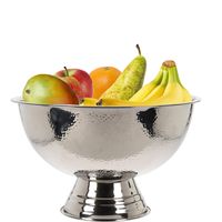 Luxe fruitschaal/fruitmand op voet - RVS - zilverkleurig - 40 x 24 cm