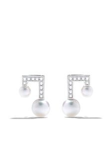 TASAKI puces d'oreilles Balance en or blanc 18ct serties de diamants - Argent