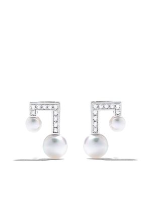 TASAKI puces d'oreilles Balance en or blanc 18ct serties de diamants - Argent