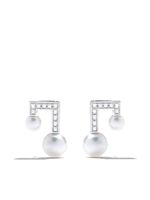 TASAKI puces d'oreilles Balance en or blanc 18ct serties de diamants - Argent