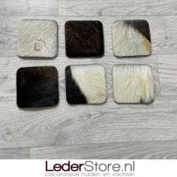 Geitenhuid onderzetters bruin zwart wit 10x10cm