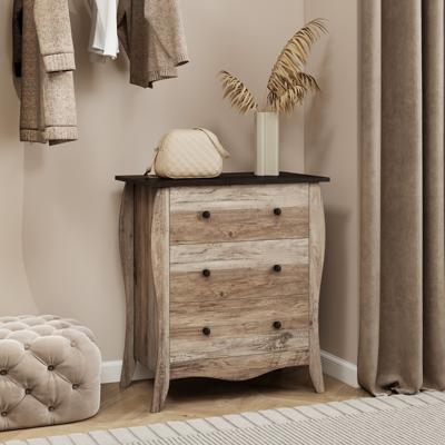 76,5 cm Slaapkamer Commode Opbergmeubel met 3 Opvouwbare Stoffen Laden en Anti-Kantel Set voor Kinderkamer Woonkamer