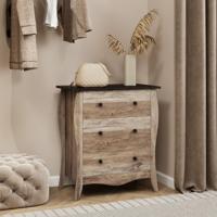 76,5 cm Slaapkamer Commode Opbergmeubel met 3 Opvouwbare Stoffen Laden en Anti-Kantel Set voor Kinderkamer Woonkamer