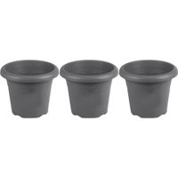 3x Grijze ronde plantenpot/bloempot Flori 16 cm kunststof