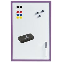 Magnetisch whiteboard/memobord met marker/wisser/magneten - 40 x 60 cm - paars