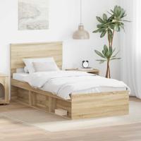 Bedframe met hoofdeinde Sonoma Eiken 90 x 200 cm Bewerkt hout