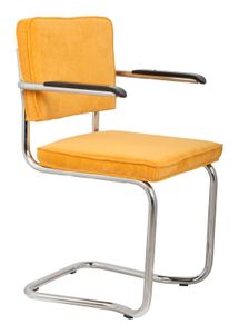 Eetkamerstoel Ridge Met armleuning, Kink, Ribstof, kleur Geel