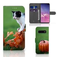 Samsung Galaxy S10 Plus | Telefoonhoesje | Met pasjeshouder | Kitten