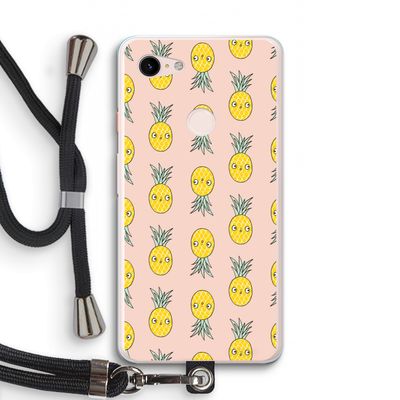 Ananas: Pixel 3 XL Transparant Hoesje met koord