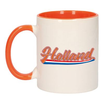 Holland mok/ beker oranje wit 300 ml Holland mok/ beker oranje wit 300 ml