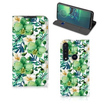 Motorola G8 Plus Smart Cover Orchidee Groen Motorola G8 Plus Smart Cover Orchidee Groen