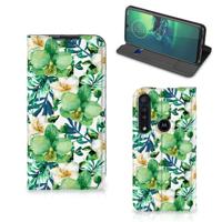 Motorola G8 Plus Smart Cover Orchidee Groen Motorola G8 Plus Smart Cover Orchidee Groen