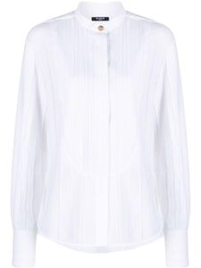 Balmain chemise rayée à col montant - Blanc