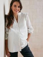 Zwangerschaps- en borstvoedingsblouse met ruches en plumetis ecru