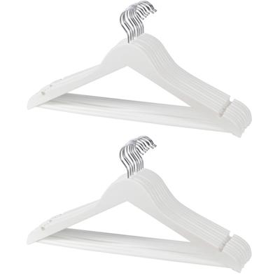 Kledinghanger - 10x - hout - wit - 45 cm - kledinghanger set