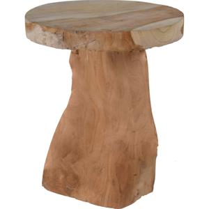 Bijzettafeltje Teakwood - lichtbruin - D25x H29 cm - plantenpot verhoger/koffie tafel