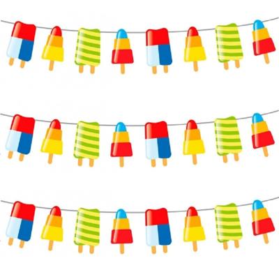 IJsjes zomer thema feest slingers - Set van 3x stuks - 10 meter - IJslollies - feestartikelen hawaii