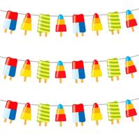 IJsjes zomer thema feest slingers - Set van 3x stuks - 10 meter - IJslollies - feestartikelen hawaii