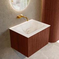Badmeubel Mondiaz Kurve-Dlux | 60 cm cm | Meubelkleur Ruby | Wastafelkleur Frappe | Solid surface | Wasbak midden spoelbak | Zonder kraangat(en)