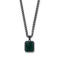 Mannen natuursteen pendant ketting - Stainless steel - Zilver - Groene Jade