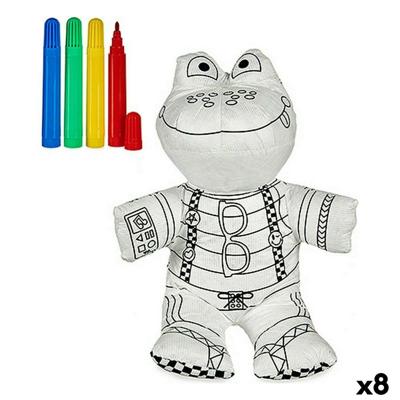 Knuffel om in te kleuren Pincello Wit Zwart 18 x 10 x 24 cm Kikker (8 Stuks)