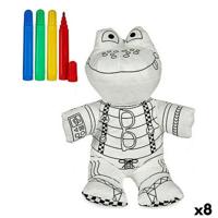 Knuffel om in te kleuren Pincello Wit Zwart 18 x 10 x 24 cm Kikker (8 Stuks)