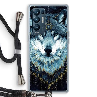 Darkness Wolf: Oppo Find X3 Neo Transparant Hoesje met koord