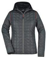 James & Nicholson JN771 Ladies´ Knitted Hybrid Jacket - Grey-Melange/Anthracite-Melange - M