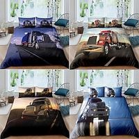 vrachtwagen dekbedovertrek set dekbed beddengoed sets dekbedovertrek, queen/king size/twin/single/(inclusief 1 dekbedovertrek, 1 of 2 kussenslopen shams), 3d geprint miniinthebox - thumbnail