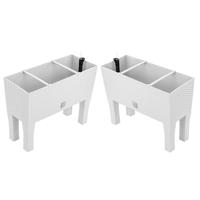Bloembak/plantenbak op poten Rato - 2x - met irrigatiesysteem - wit - 80 x 33 x 62 cm