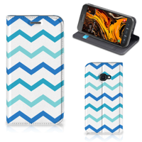 Samsung Galaxy Xcover 4s | Hoesje met Magneet | Zigzag Blauw