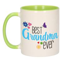 Cadeau koffie/thee mok voor oma - groen/blauw - beste oma - keramiek - 300 ml   - - thumbnail