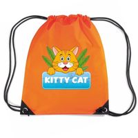 Kitty Cat poezen trekkoord rugzak / gymtas oranje voor kinderen - thumbnail