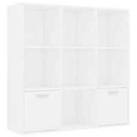 The Living Store boekenkast - wit - spaanplaat - 98 x 30 x 98 cm - met 7 open kubussen en 2 deuren - thumbnail