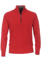 Redmond Casual Regular Fit Half-Zip Sweater rood, Gestructureerd