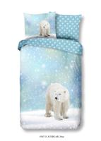 Good Morning Kinderdekbedovertrek "ijsbeer in de sneeuw" - Blauw - (140x200/220 cm) - Katoen Flanel