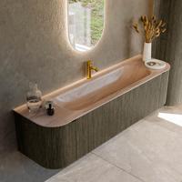 Badmeubel Mondiaz Kurve-Dlux | 170 cm | Meubelkleur Shadow | Wastafelkleur Saba | Solid surface | Wasbak midden spoelbak | 1 kraangat Badmeubel Mondiaz Kurve-Dlux | 170 cm | Meubelkleur Shadow | Wastafelkleur Saba | Solid surface | Wasbak midden spoelbak | 1 kraangat