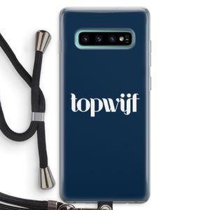 Topwijf Navy: Samsung Galaxy S10 Plus Transparant Hoesje met koord