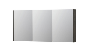INK SPK2 spiegelkast met 3 dubbelzijdige spiegeldeuren, 6 verstelbare glazen planchetten, stopcontact en schakelaar 160 x 14 x 73 cm, gerookt eiken