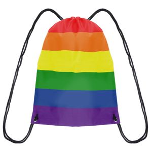 1x Rugtasje/rugzak regenboogkleuren/pride vlag 30 x 40 cm   -