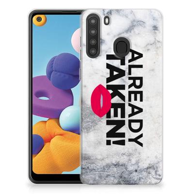 Samsung Galaxy A21 | Siliconen hoesje | met naam Already Taken White