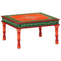 Salontafel handbeschilderd massief mangohout oranje Salontafel handbeschilderd massief mangohout oranje