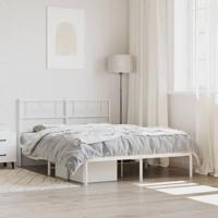 Bedframe met hoofdbord metaal wit 140x190 cm