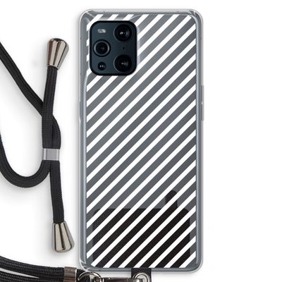 Strepen zwart-wit: Oppo Find X3 Pro Transparant Hoesje met koord