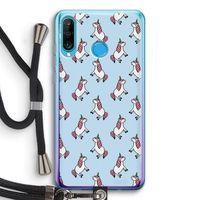 Eenhoorns overal: Huawei P30 Lite Transparant Hoesje met koord