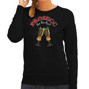 Foute Kersttrui/sweater voor dames - prosecco - zwart - ho ho ho - kerstborrel