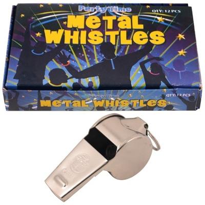 Henbrandt Metalen scheidsrechter fluitjes - 12x stuks - 5.5 cm - zilver