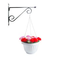 Hangpot + Muurhaak Pisa - wit - D25 cm - kunststof - metaal - tuinaccessoires