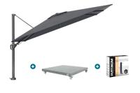 Platinum Challenger zweefparasol Premium T2 2,6x3,5 m - Faded Black met voet en hoes