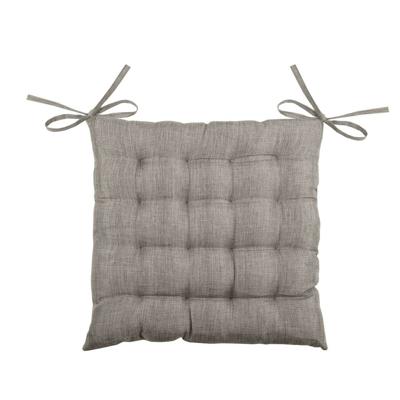 Stof Textile stoelkussen BEA - beige - 40 x 40 x 4 cm - touwtjes sluiting - binnen/buiten